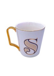 H&amp;L Zakka - Simple &amp; Elegant Ceramic Letter Cup (S) with Gold Handle