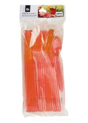 KOOPMAN DISPOSABLE CUTLERY SET, RED, K8711295515590, 24 PIECES