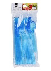 KOOPMAN DISPOSABLE CUTLERY SET, BLUE, K8711295515590, 24 PIECES