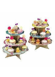 Talking Tables 36cm Height 14 Truly Scrumptious Party Floral Cake Stand-Ideal For Afternoon Tea or a Special Birthday, Pink, Blue, Yellow
