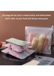 Reusable Storage Bags,4 Pack Fresh Keeping Sealed Bags,Leakproof Freezer Bags Lunch Bags For Vegetables, Fruit, Cereal,Travel Items, Home Organization.