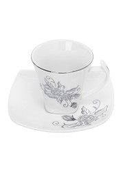 Royalford New Bone China 12Pcs Suare Cup &amp; Saucer