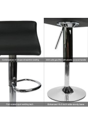 Alrm Adjustable Swivel Barstools, Pu Leather With Chrome Base, Pub Counter Chair (D-Black)