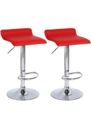 Nar 2Pcs Adjustable Swivel Barstools, Pu Leather With Chrome Base, Pub Counter Chair (B-Red, 60~80Cm)