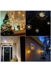 Kjoy 4Pcs Firework Lights LED Hanging Starburst Lights Copper Wire LED Lights, Battery Operated Fairy String Lights With Remote, 8 Modes Dimmable Light For Party, Christmas, Outdoor