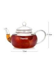 Fissman Tea Pot 600 ml With Steel Infuser (Heat Resistant Glass)