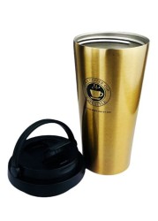 Thermal Cup Stainless Steel, Vacuum Insulated Travel Tumbler, Durable Insulated Coffee Mug, Thermal Cup with Double Partition SEALING Ring - 450ml (GOLD)