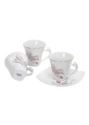 Royalford New Bone China 12Pcs Suare Cup&amp;Saucer