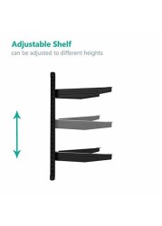 WALI Floating Wall Mounted Shelf with Strengthened Tempered Glasses for DVD Players, Cable Boxes, Games Consoles, TV Accessories (CS303), 3 Shelves, Black