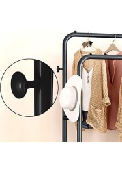 Garment Rack Double Rod Heavy Duty Free-Standing Clothes Rack Multi-Functional Bedroom Hangers Clothing Hanging Stand Organizer Storage Rack with Shoe Shelves, Wheels (48&#39;&#39; Width, Black)