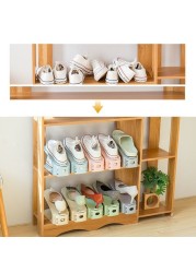 lavish New Design Space Saver Colorful Adjustable Fashion Design Plastic Folding Storage Shoe Rack Organizer 1 Unit Red