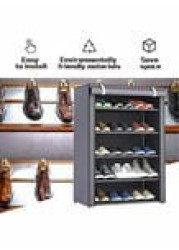 Almufarrej 5-Layer Shoe Rack Grey 60X90X30Centimeter