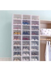 Doreen 18pcs Plastic Shoe Storage Box Stackable Clear Shoe Organizer Portable Flip Lid Dust Proof Shoes Container Drawer for Home Store（white 6pcs+pink 6pcs+green 6pcs）（GC924A 6pcs+GC925A 6pcs+GC1233A