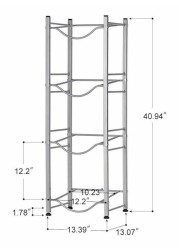 4 Gallon Water Bottle Shelf Silver 13.39 x 13.07 x 40.94inch