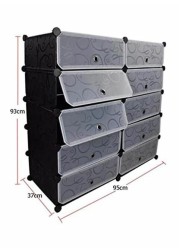 Generic - 10-Cubes Rectangular Storage Shoe Cabinet Grey 95X95X37Centimeter