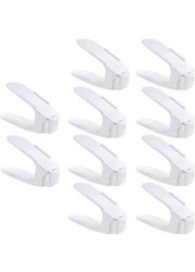 Uyghhk Adjustable Shoe Organizer 4-Level Height, (10-Pack) White