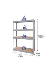 Tactix - 4 Particle Board-Shelf Rack - 76W x 30.5D x 152.5H cm  - TTX-329103