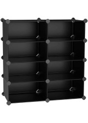 Fdeng 8-Cube Diy Shoe Rack, Multi Use Modular Organizer Storage Plastic Cabinet, Black Curly Pattern