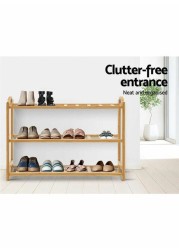 3-Tier Shoe Rack Organizer Natural Bamboo