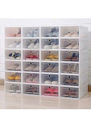 Naor Clear Plastic Stackable Storage Shoe Organizer Box (Green 10Pcs)