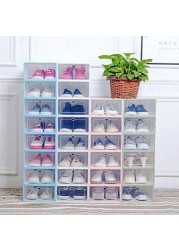 Naor Clear Plastic Stackable Storage Shoe Organizer Box (Pink 10Pcs)