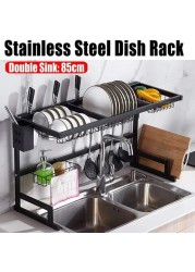 Orchid Dish Drying Rack Over Sink Display Stand Drainer Stainless Steel Kitchen Supplies Storage Shelf Utensils Holder