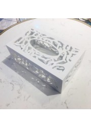 Lingwei - White Wood-Plastic Panel Hollow Carved Tissue Box