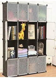 Generic 16 Cube Storage Cupboard Cabinet Wardrobe () Black