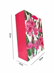 East Lady Flamingo Printed Gift Bag White/Pink/Green