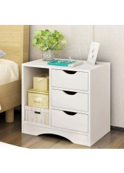 Generic Nightstand Bedside End Table Storage Cabinet With 3 Drawer For Bedroom Living Room Easy To Assemble (Warm White)