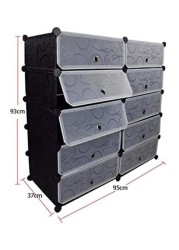 Generic 10-Cubes Rectangular Storage Shoe Cabinet Grey 95X95X37cm