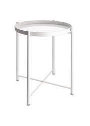 Round Steel Table Nightstand Sofa Table Furniture White