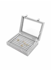 East Lady Jewellery Box With Transparent Lid Grey