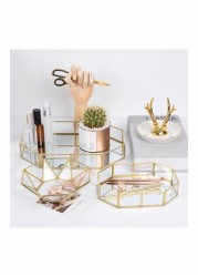 East Lady Glass Makeup Organizer Tray Gold/Clear 20x14.2x4.5cm