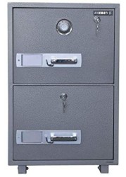 Mahmayi Secureplus 680-2Dk 2 Dial Lockable Drawer Storage Hammertone Paint Finish Fire Filing Cabinet -W53Cm X D68Cm X H82.3Cm (Grey)