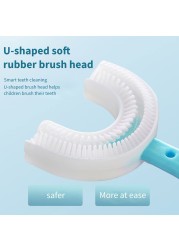 Kids U-Shape Toothbrush 360 Degree Soft Silicone Toothbrush Baby Infant Oral Care Cleaning Tool for Toddlers Children Ages 2-8