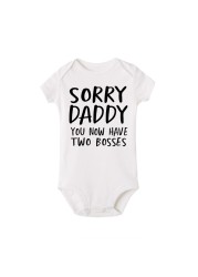 Newborn Baby Jumpsuit 0-18M Sorry Daddy As You Know Her Two Heads Funny Print Cotton Jumpsuit Baby Boy Short Sleeve Jumpsuit