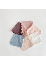 1pc baby girl hats cotton solid color baby hats and caps for 0-24 months newborn infant knitted hat with lace flowers