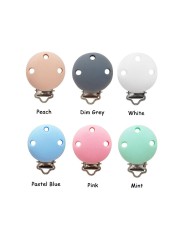 Chenkai 10pcs 30mm Diameter Round Baby Silicone Clip DIY Infant Pendant Necklace Sensory Nursing Pacifier Teething Dolls