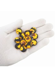 Chenkai 50pcs 15mm Sunflower Print Silicone Baby Beads Round Shape Teething Beads BPA Free DIY Sensory Chew Toy Accessories