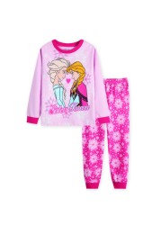 Disney Kids Pajamas Princess Anna Elsa Sleepwear Cartoon Clothing Set Long Sleeve Pajamas