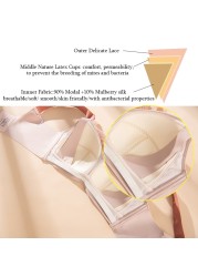 Nursing Bra Plus Size Thin Maternity Bra Latex Breastfeeding Bra For Pregnant Women Wireless Pregnancy Clothes Summer Underwear Silk Fabric,Medium Nature Cups