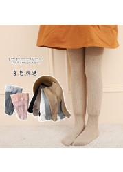 2021 winter new plush white bottom pantyhose for children 5 years thick solid color baby warm pantyhose