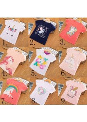 Kids Girl T-shirt Summer Baby Girls Cotton Tops Toddler T-shirt Children's Clothing Unicorn Clothes T-shirt Short Sleeve Clothes