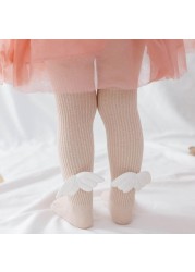 Baby Tights Children Angel Wings Pantyhose Tights Baby Kids Medium Thickness Combed Cotton Tights For Girls 0-6 Years