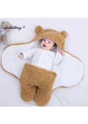 Soft Newborn Baby Wrap Blankets Baby Sleeping Bag Envelope for Newborns Sleeping Bag Cotton Thicken Cocoon for 0-9 Months Baby