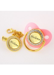 BlingBling Clear Pacifier and Snipper Customized Name Name Sacrifice Baby Sucette Newborn Feeding BPA Free Baby Shower Gifts