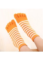 Autumn Winter Kids Striped Cotton Five Toe Floor Ankle Socks Boys Girls Casual Children Breathable Soft Short Tube Socks