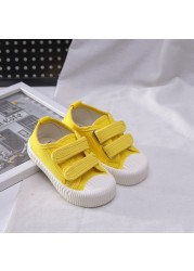 Boys Girls Candy Color Casual Shoes Toddler Kids Breathable Hook and Loop Shoes Luxury Soft Children Canvas Shoes Toddler Toddler