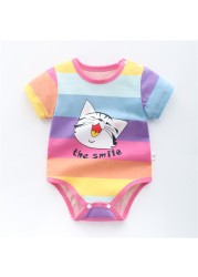 2022 Summer Baby Girls Bodysuits Cotton Cartoon Toddler Girls Rompers Newborn Baby Costume 0-3 Years Kids Infant Girl Clothes